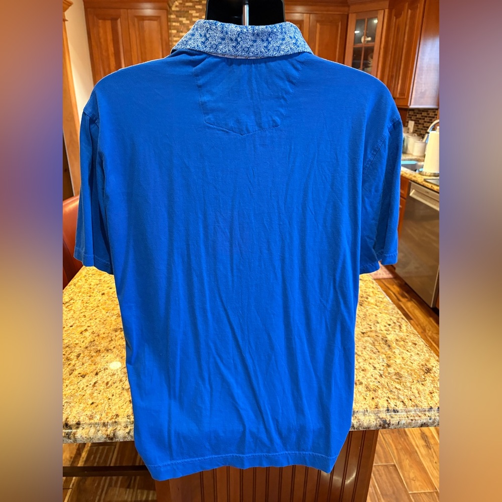 Robert Graham Vibrant Blue Polo with‎ Patterned Collar - Picture 6 of 8
